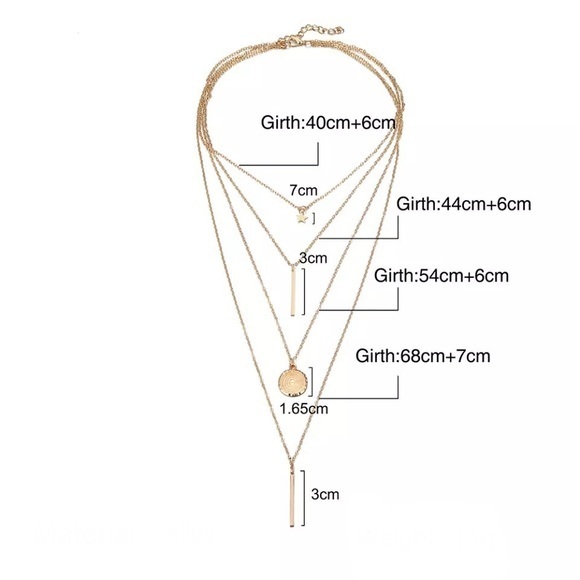 Multi Layer Coin Bar Necklace - Picture 2 of 4